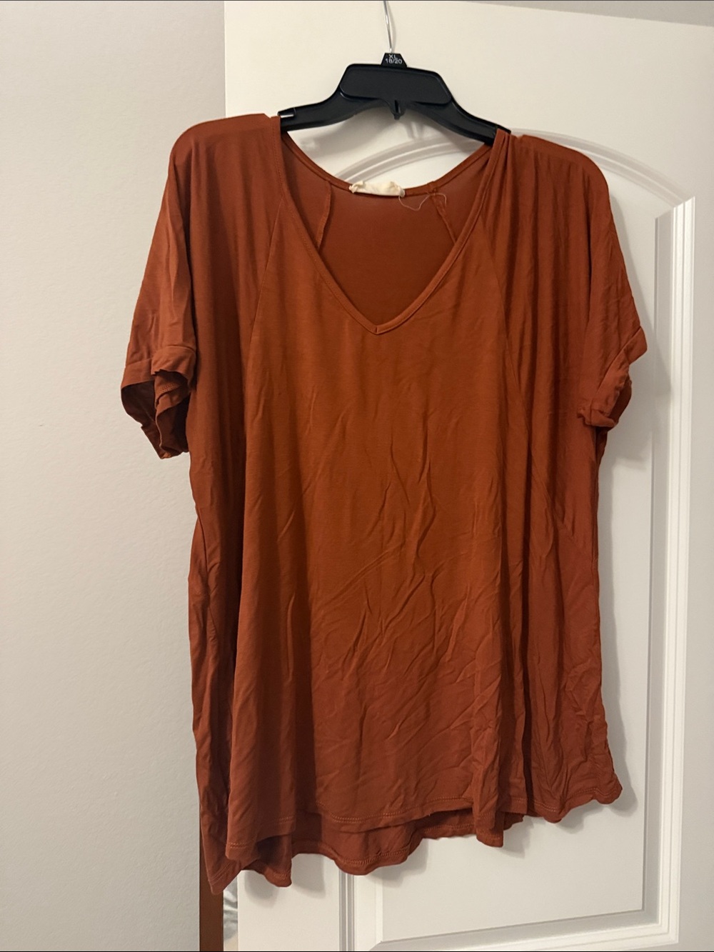 CJLA Rust V-Neck Short Sleeve Women's Top